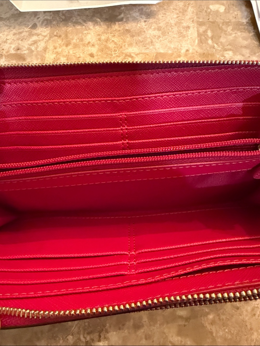 Coach Studded Quilted Double Zip AccordionClutch Wristlet color Berry - Picture 3 of 16